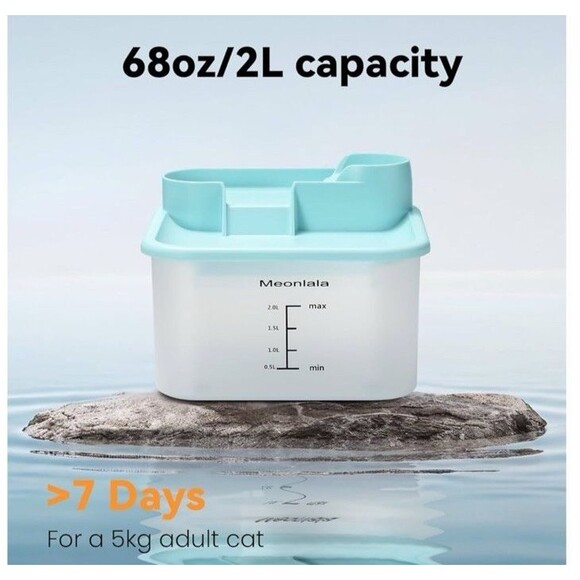 NEW Meonlala Cat Water Fountain 68 oz 2L Ultra Quiet Continuous Flow - Picture 3 of 12